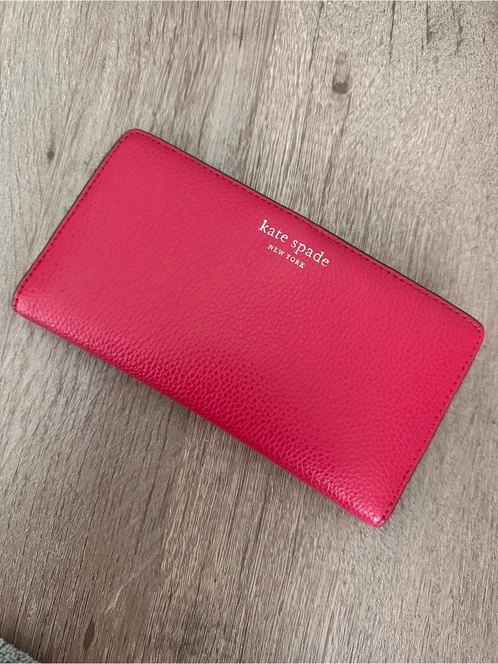 Kate Spade Red Pebbled Leather Zip Wallet